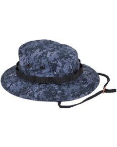 Midnight Digital Camo Boonie Hats - Cotton Polyester Blend, Side Vents, Adjustable Chin Strap For Secure Comfort