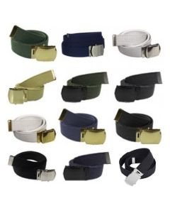 Military 100% Cotton Web Belt - 1.25 inch, Metal Tip, Roller Buckle