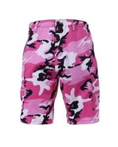 Pink Camo BDU Shorts - Button Fly, Six Pockets, Durable Cotton 