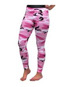 Womens Pink Camouflage Leggings Cotton Spandex Stretch