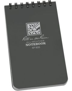 Rite in the Rain All-Weather Top-Spiral Notebook, 3" x 5", Gray Cover