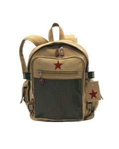 Deluxe Vintage Backpack with Mesh Front Pocket & Star