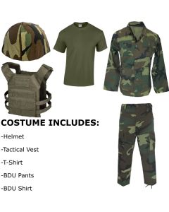 Kids Woodland Camo Combat Costume