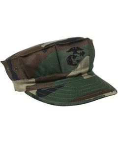 US Woodland Camo Marine Corps Utility Cover w Emblem
