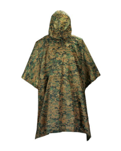 Woodland Digital Camo Rain Poncho 