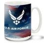 US Air Force Emblem on Flag and Sky - 15oz. Mug