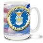 Retired United States Air Force Crest on Flag - 15oz. Mug