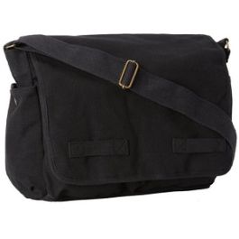  TopTie Classic Canvas Messenger Bag, Black Canvas