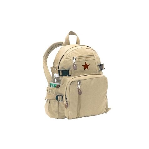 Buy Vintage Khaki w Red Star Military Canvas Mini Backpack at Army