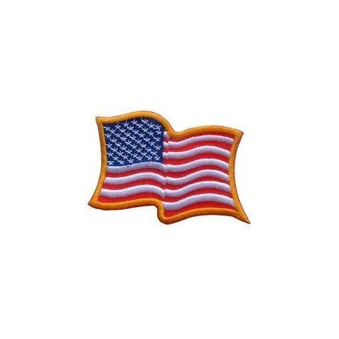 American Flag Patch Wavy Gold Border